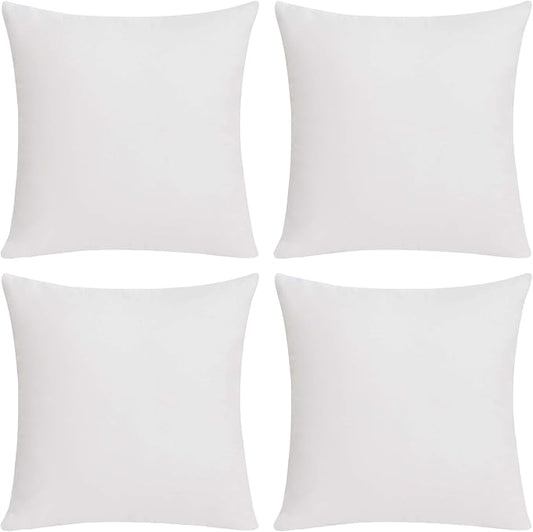 Deconovo Decorative Throw Pillow Covers（Covers ONLY, No Inserts）- Set of 4 Soft Linen Cushion Covers, 18x18 Inch, Green & Machine Washable Pillowcases for Sofa, Bedroom, Living Room Décor, White