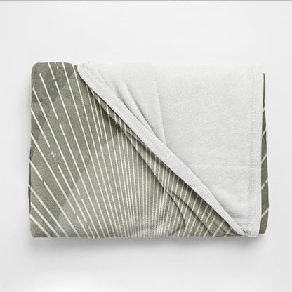 Boho Moss Green Sunrise Mid Century Throws Blankets Modern Abstract Decorative Blankets Boho Minimalist Geometric Aesthetic Soft Warm Bed Bedding Blankets for Couch Bedroom Office 70"x80"