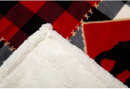 CARSTENS, INC. Ultra Premium Super Soft Plush Sherpa Fleece Oversized Throw Blanket 54" x 68", Lumberjack Bear Red Plaid