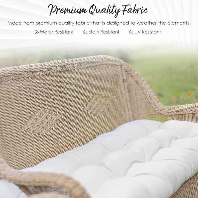 RSH DECOR: Tufted U-Shape Wicker Seat Cushions Set of 2 | 19” x 19” | All-Weather Spun Fabric | Water-Resistant | Outdoor Chair Cushions for Patio Furniture | Dawson Pewter Black Plaid