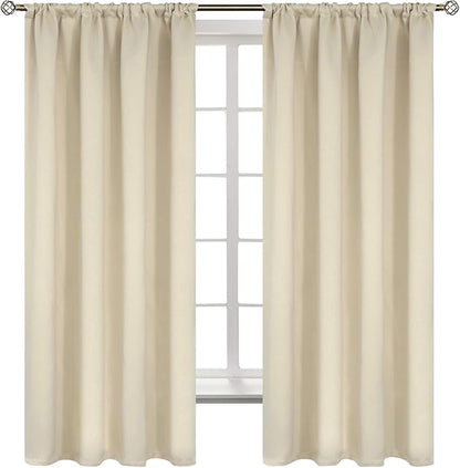 BGment Beige Blackout Curtains 63 Inches Length for Bedroom - Thermal Insulated Drapes Room Darkening with Rod Pocket for Living Room, 42 x 63 Inch, 2 Panels