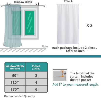 BGment Rod Pocket Room Darkening Curtains for Bedroom 63 Inches Long - Thermal Insulated Blackout Curtains for Living Room, 42 x 63 Inch, 2 Panels, Greyish White