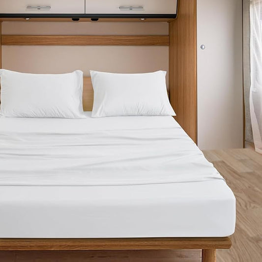 PLUSHY COMFORT Queen Sleeper Sofa Bed Sheet Set, in 100% Egyptian Cotton, 600 Tc, Soft and Heavy Fabric in Beutifull White Solid Color, Sleeper Bed Size (60 x74 +8 Inch Deep Pocket) to Queen Sofa Bed