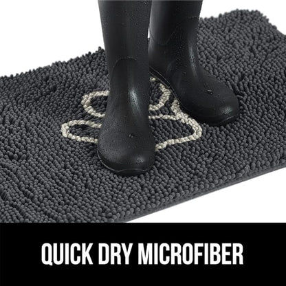 GORILLA GRIP SOAKSTOPPER Dog Door Mat, Machine Washable Rug Absorbent Doormat Captures Moisture Mud Dirt, Quick Dry Soft Chenille Entryway Rugs Indoor Entrance Mats for Dog Paws, 24x17 Charcoal