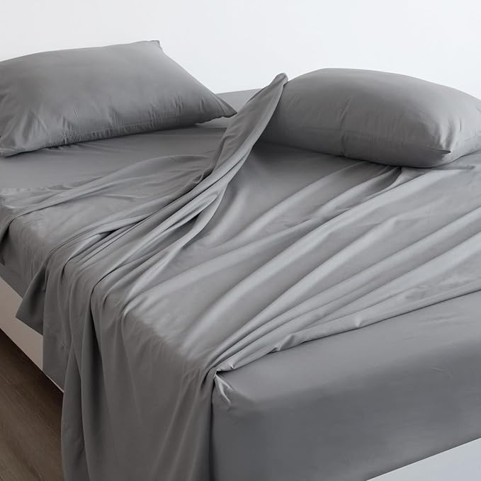SPRINGSPIRIT Twin XL Sheet Sets, 4 Piece Bed Sheets Set Deep Pockets, Super Soft Twin XL Sheets, Breathable Bedding Sheets, Grey