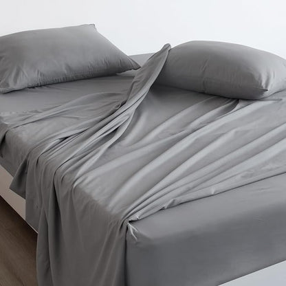SPRINGSPIRIT Twin XL Sheet Sets, 4 Piece Bed Sheets Set Deep Pockets, Super Soft Twin XL Sheets, Breathable Bedding Sheets, Grey