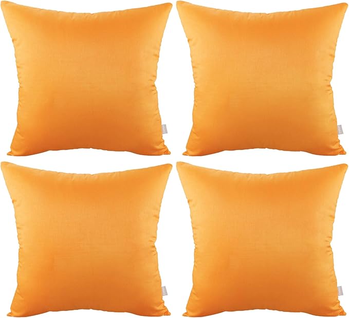Thmyo 4-Pack 100% Cotton Comfortable Solid Decorative Throw Pillow Cases Square Cushion Cover Pillowcases Thanksgiving DIY Fall Pumpkin Orange Pillow Covers(18x18 inch/45x45cm)