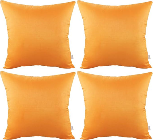 Thmyo 4-Pack 100% Cotton Comfortable Solid Decorative Throw Pillow Cases Square Cushion Cover Pillowcases Thanksgiving DIY Fall Pumpkin Orange Pillow Covers(18x18 inch/45x45cm)