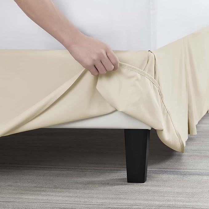 Nestl Cream Bed Skirt Queen Size - Queen Bed Skirt 14 Inch Drop - Brushed Microfiber - Hotel Quality Pleated Bed Skirt - Shrinkage & Fade Resistant