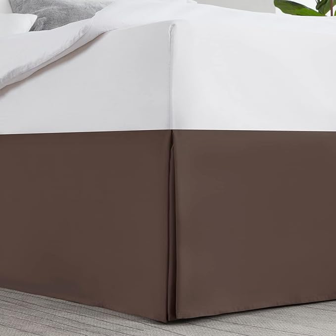 Nestl Dark Brown Bed Skirt Cal King Size - Cal King Bed Skirt 14 Inch Drop - Brushed Microfiber Bed Skirts - Hotel Quality Pleated Bed Skirt - Shrinkage & Fade Resistant