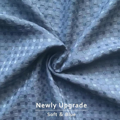 MIYE Pleated Waffle Weave Bed Skirt, Tailored Dust Ruffle 16 Inch Drop Easy Fit, Machine Washable (Blue, Full - 16" Drop)