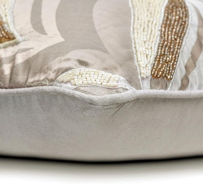 The HomeCentric King/Queen/Twin Ivory Luxury King 90"x18" Bed Runner Without Pillow Cover, Bead Hand Embroidery Bed Scarf on Jacquard Fabric - Clarissa Serene