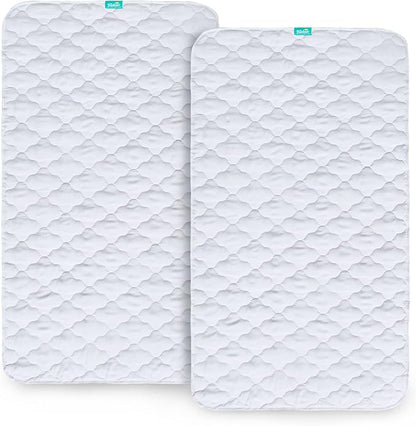 Waterproof Crib Mattress Protector Pad Cover 2 Pack 28" x 52", Anti Slip & Absorbent Waterproof Bed Pads for Standard Crib/Toddler Bed Quilted Machine Washable (Quilted Improved Thickness) White