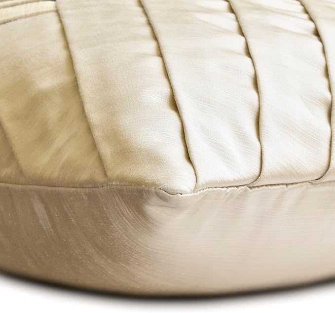 The HomeCentric King/Queen/Twin Ivory Designer Queen 74"x18" Bed Runner with Pillow Cover, Pintucks, Textured & Satin Bed Scarf on Satin Fabric - Glazed Satin