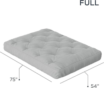 Royal Sleep Products by The Futon Factory 6 inch Foam Futon Mattress - Solid Grey Cover - Full Size - CertiPUR Certified Foams - Made in USA - Replacement Mattress - (Frame not Included)