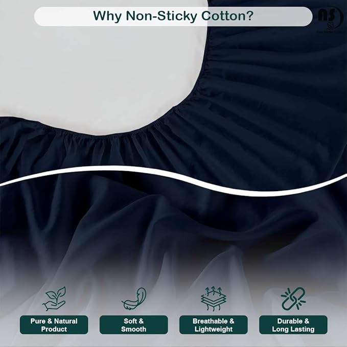 NON Sticky cotton Full Size Sleeper Sofa Sheets, 4 Piece Egyptian Cotton Bed Sheet Set for Sofa Bed, 10" Deep Pocket for Pull Out Couch Mattress, 54" x 75", Navy Blue Solid, Soft & Breathable