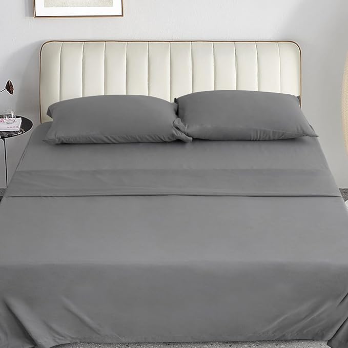 Magik & Kover Deep Pocket King Sheet Set for Air Mattress - 4 Piece King Size Sheets Set Up to 24 Inches - Soft & Breathable Air Mattress Sheets King Size with Extra Deep Pocket - Grey