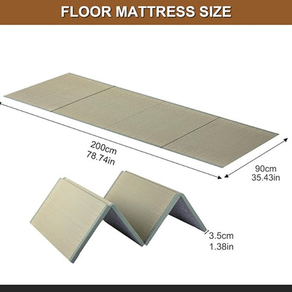 Japanese Traditional Tatami Mattress, Igusa (Rush Grass) Tatami Mat, Foldable Floor Mattress, Japanese Futon Bed,Meditation Mats for Floor,Summer Sleeping Mat