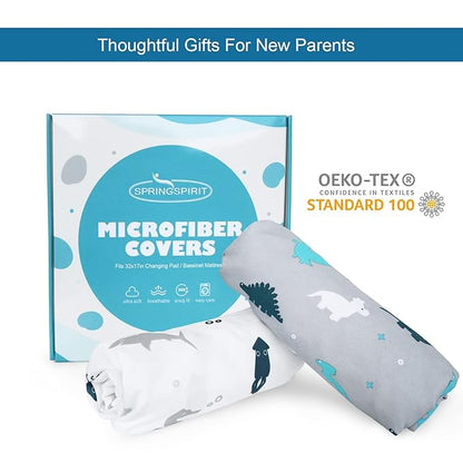 Bassinet Sheet, Bassinet Sheets 2 Pack, Ultra Soft Bassinet Sheets for Baby Boys or Girls Universal Fit for Rectangle, Oval, Hourglass Bassinet Pad/Mattress, Grey