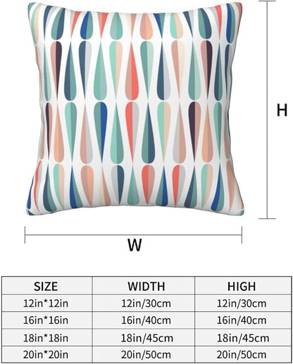 bassyil Mid Century Retro Drop Throw Pillow Covers Decorative Linen Pillow Cases Set of 2 Square Cushion Cover for Couch Sofa Bedroom Patio 18x18 Inch