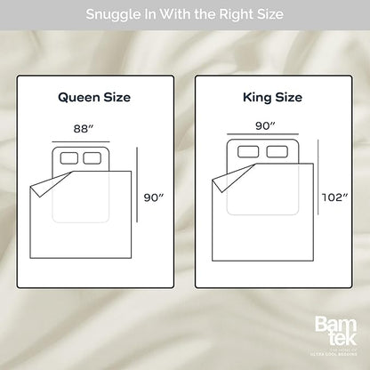 Duvet Cover Set - 100% Viscose Derived from Bamboo Duvet Cover Queen Size, 3 PC Luxury Cooling Duvet Cover for Hot Sleepers, Silky Buttery Soft Comforter Cover & 2 PC Queen Pillowcases, Ivory