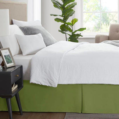Nestl Calla Green Full Bed Skirt - Full Size Bed Skirt 14 Inch Drop - Brushed Microfiber Bed Skirts - Hotel Quality Pleated Bed Skirt - Shrinkage & Fade Resistant
