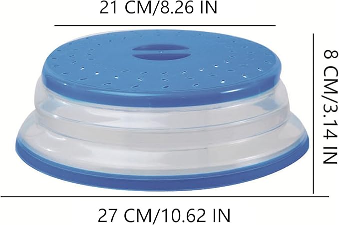 Collapsible Microwave Splatter Cover, 10.5 Inch, Dishwasher-safe, Microwave Plate Cover With Steam Vent，BPA-Free Silicone & Plastic (Light purple)