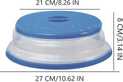 Collapsible Microwave Splatter Cover, 10.5 Inch, Dishwasher-safe, Microwave Plate Cover With Steam Vent，BPA-Free Silicone & Plastic (Purple blue)