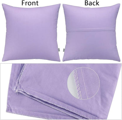4-Pack 100% Cotton Comfortable Solid Decorative Throw Pillow Case,Thmyo Square Cushion Cover Pillowcase Sublimation Blank Pillow Covers DIY Throw Pillowcase for Sofa(20x20 inch/ 50x50cm,Light Purple)