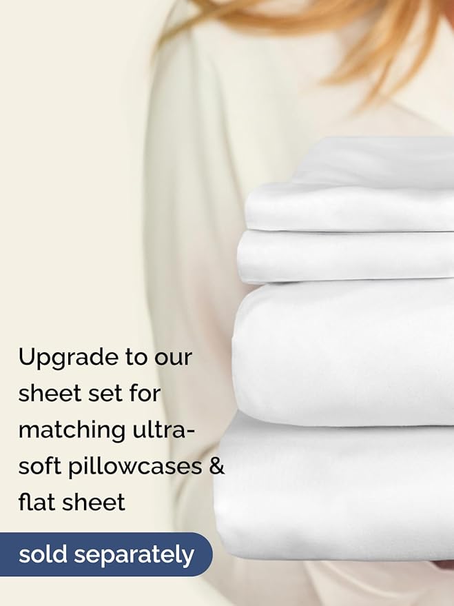 Extra Deep Cal King Fitted Sheet - Hotel Luxury Single Fitted Sheet Only - Easily Fits 18 inch to 24 inch Mattress - Ultra Soft, Wrinkle & Fade Free w/Extra Deep Pockets - Breathable & Comfy - White