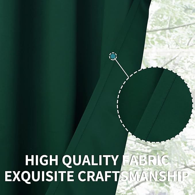 BGment Emerald Green Blackout Curtains 63 Inches Length for Bedroom - Pocket Thermal Insulated Room Darkening Drapes Christmas Decor for Dining Living Room, 52 x 63 Inch, 2 Panels