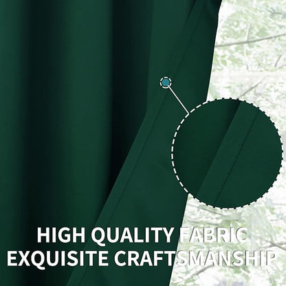 BGment Emerald Green Curtains 36 Inch Length for Kitchen Window - Rod Pocket Half Window Drapes for Bathroom Cafe Rv Camper Short Blackout Panel, 34 x 36 Inch, 2 Panels