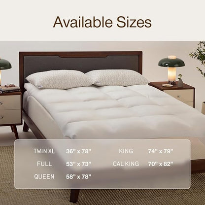 Coop Home Goods Essence Down Alternative Mattress Topper Full, Plush 2-Inch Gusset and Baffle Box Design for Even Support and Comfort, Premium Bed Topper for Pressure Relief, Oeko-TEX Certified