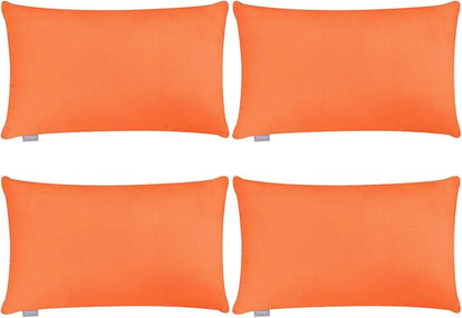 Thmyo 4-Pack 100% Cotton Lumbar Comfortable Solid Decorative Throw Pillow Case Rectangle Cushion Cover Sublimation Blank Pillow Covers Halloween DIY Throw Pillowcase(12x20inch/30x50cm,Orange)