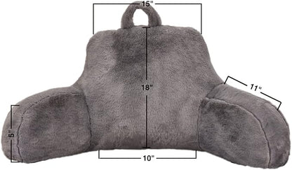 Btargot Reading Pillow Bed Wedge Large Adult Backrest Lounge Cushion with Arms | Back Support for Sitting Up in Bed Grey
