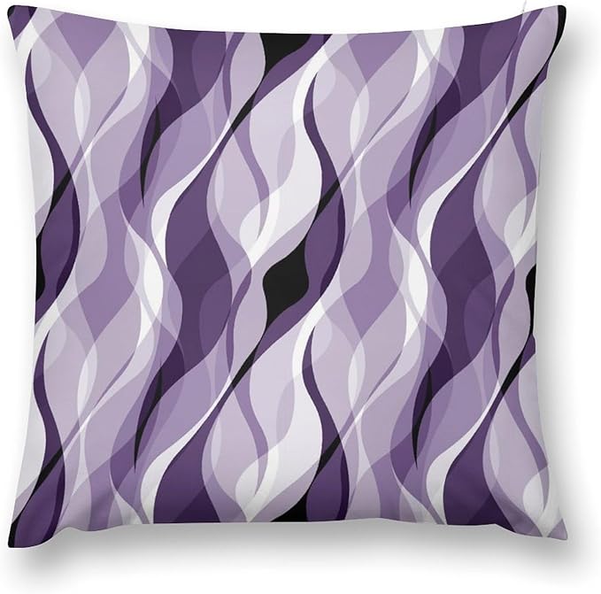 Purple Throw Pillow Covers Modern Abstract Purple and Grey Striped Decorations for Bedroom Living Room Farmhouse Sofa Pillows Bed Couch 18x18 Inch