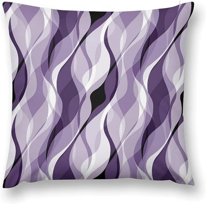 Purple Throw Pillow Covers Modern Abstract Purple and Grey Striped Decorations for Bedroom Living Room Farmhouse Sofa Pillows Bed Couch 18x18 Inch