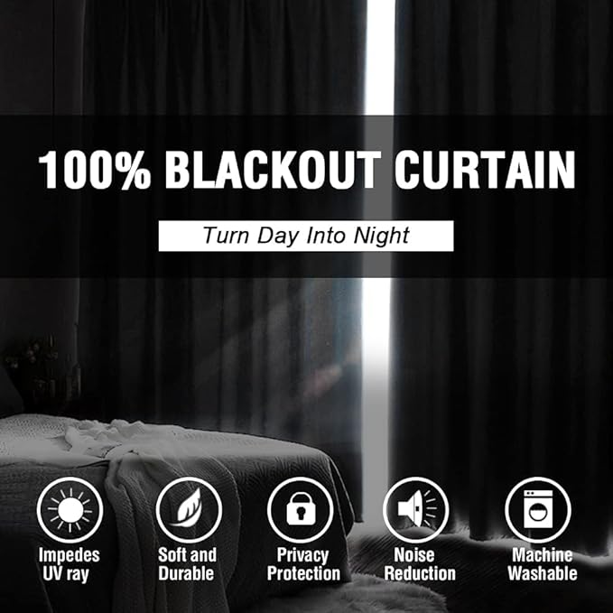 H.VERSAILTEX 100% Blackout Curtains for Bedroom Thermal Insulated Blackout Curtains 63 inch Length Heat and Full Light Blocking Curtains for Living Room with Black Liner 2 Panels Set, Olive