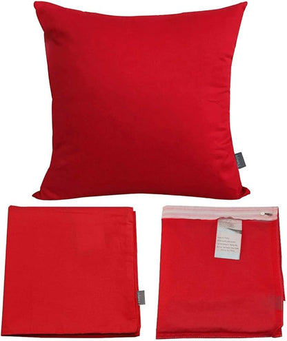 Thmyo 4-Pack 100% Cotton Comfortable Solid Decorative Throw Pillow Case Square Cushion Cover Pillowcase Sublimation Blank Christmas DIY Throw Pillow Covers for Couch Sofa Bed(20x20inch/50x50cm,Red)