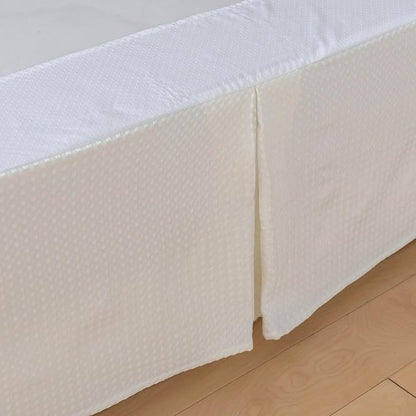 Twin Bed Skirt, Wrap Around Bed Skirt with Pleated Corner, 16 Inch Drop Pleated Waffle Weave Bedskirts, Anti-Slip, Microfiber, Ivory, 16'' Twin