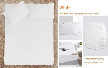Queen Sheet Sets Air Mattress Sheets - 3 Pieces Queen Sheets Sets 16 to 24 inch - Inflate Without Disassembly Convenient & Firm Easy to use Air Mattress (White, Queen)