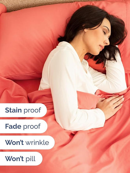 Extra Deep Pocket Full Sheets - 4 Piece Breathable & Cooling Bed Sheets - Hotel Luxury Bed Sheet Set - Soft, Wrinkle Free & Comfy - Easily Fits Extra Deep Mattresses - Deep Pocket Coral Sheets Set