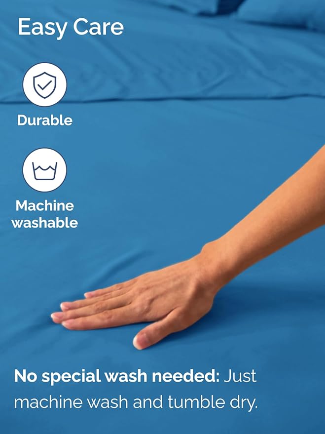 Extra Deep Twin Fitted Sheet - Hotel Luxury Single Fitted Sheet Only - Easily Fits 18 inch to 24 inch Mattress - Ultra Soft, Wrinkle & Fade Free w/Extra Deep Pockets - Breathable & Comfy - Denim Blue