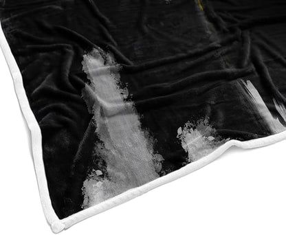 Abstract Ombre Throw Blankets, Modren Chic Art Oil Painting Cozy Warm Bed Couch Blanket, Black Gold White Fleece Flannel Throws to Decorate The Room and Bedroom