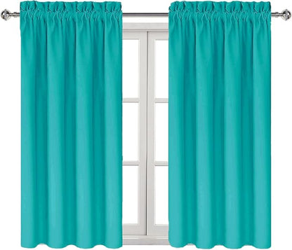 DWCN Blackout Curtains for Living Room Thermal Insulated, Energy Saving & Noise Reducing Bedroom Curtains, Peacock Blue, W 42x L 54 Inch, Set of 2 Rod Pocket Curtain Panels