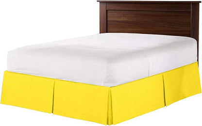 Bed Skirt - 100% Cotton 800 Thread Count Box Pleated Bed Skirt - Luxury Pleated Dust Ruffle, Hotel Quality Modern Bed Skirt, Easy Fit with 12 Inch Tailored Drop, King, Yellow