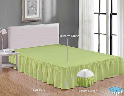Ruffle Bed Skirt with Split Corners, Microfiber Dust Ruffled for a Perfectly Tailored Bedding Ensemble, Wrinkle and Fade Free, Easy Fit, King Size 18 Inch Drop, Sage