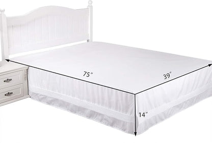 Valea Home Bed Skirt with Split Corners Durable Elegant Luxury Dust Ruffle Bed Covers with Pin Tucking 14 inch Tailored Drop, Twin, White