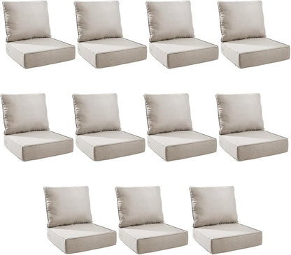 Outdoor Cushion Set for Furniture Patio Furniture, UV Resistant, Water Resistant - 6 Inch Thick Foam Garden Cushions – 22x24 Inch Patio Seat Covers for Chair/Sofa/Couch | Beige | 11-Pack |