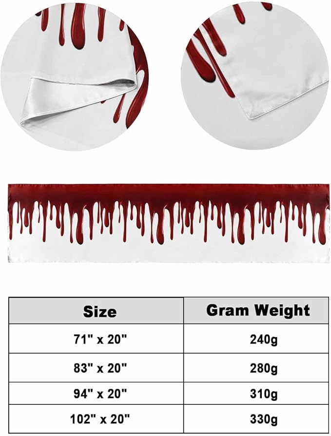 Halloween Blood Pattern Bed Runners for Bedroom Hotel,Decorative Bedding Scarf Horror Dark Red Fluid Style Bed End Blanket Bedding Runner Scarves for King Size Bed,102x20in